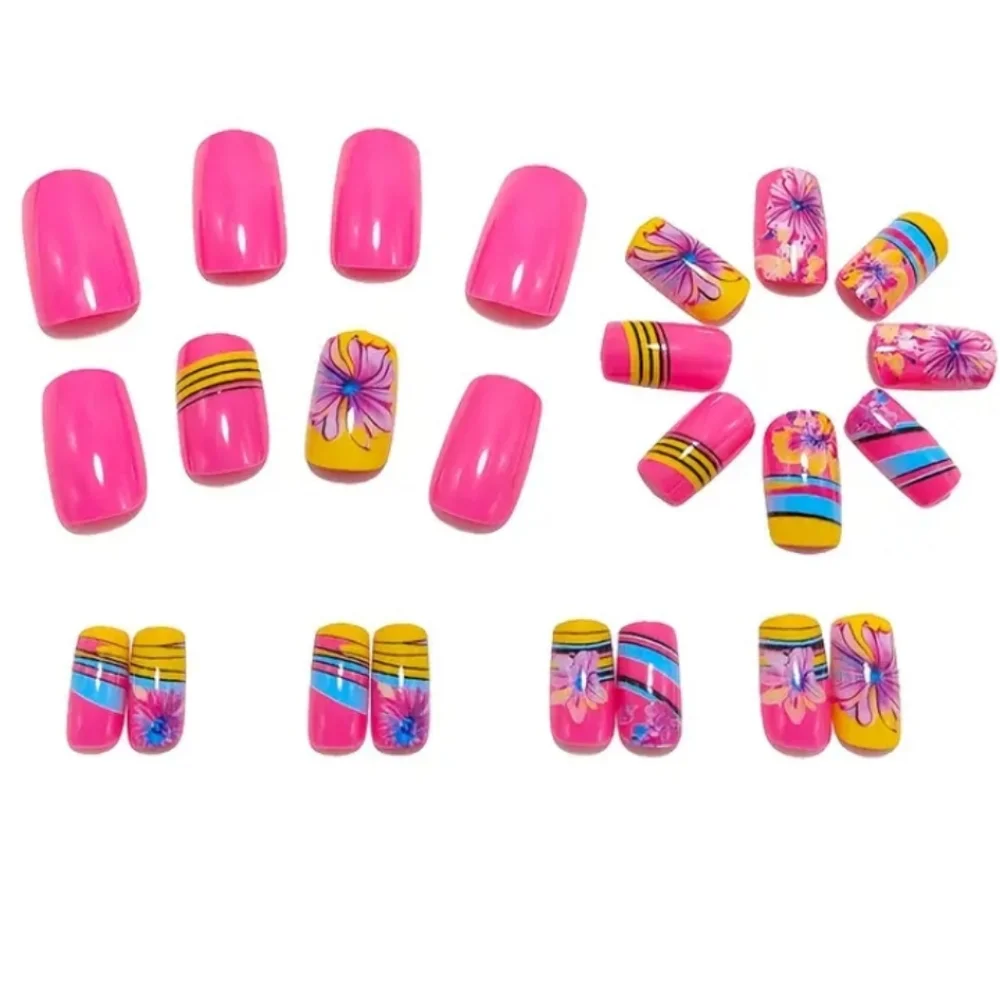 🔥3/$21 Vibrant Pink and Yellow Press On Nail Set